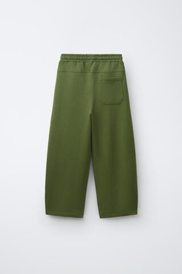 ZARA БРЮКИ BARREL ИЗ ФУТЕРА, ЗЕЛЕНЫЙ
