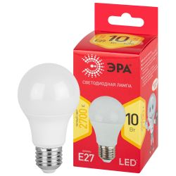 Лампа светодиодная ЭРА RED LINE LED A60-10W-827-E27 R 10Вт груша теплый белый свет Е27 | Лампы cветодиодные Груша (A)
