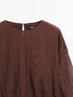 Massimo Dutti Блуза с драпировкой, карамельный