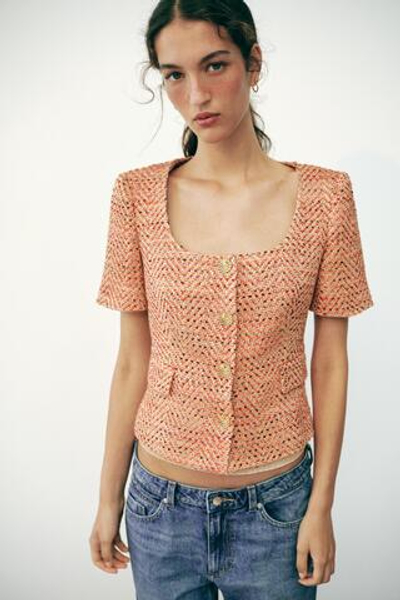 БЛЕЙЗЕР С КРУГЛЫМ ВЫРЕЗОМ И КОРОТКИМИ РУКАВАМИ — ZARA