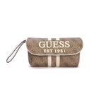 GUESS Synthetic Leather Portable Crossbody Clutch Medium Women"s Black/Latte
