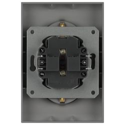 Розетка ЭРА Galaxy 15-2105-06 с заземлением двойная 2X2P+E Schuko со шторками IP20 16А-250В графит | Эра Galaxy