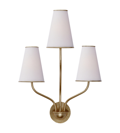 Visual Comfort ARN 2051G-L AERIN Modern Montreuil Small Wall Sconce In Gild With Linen Shades