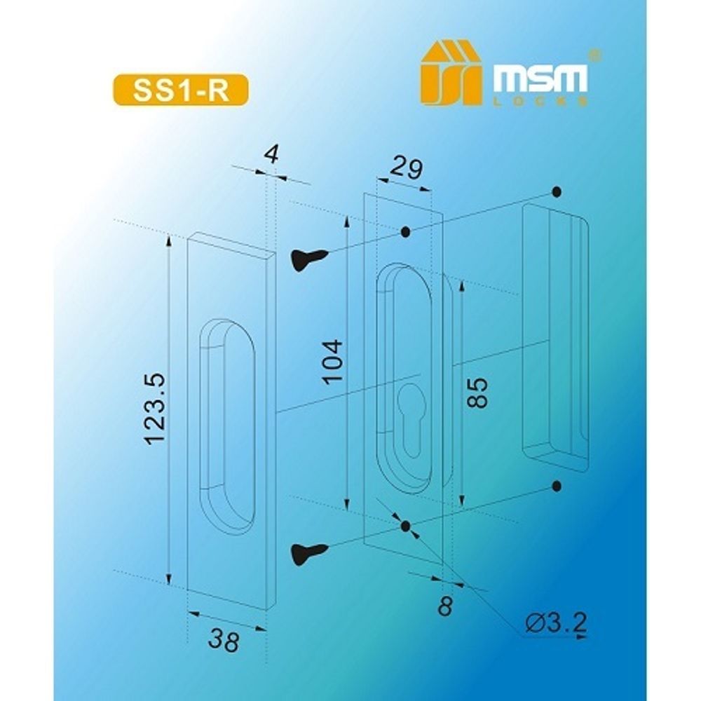 Ручка для раздвижных дверей MSM (под замок) SS1-R SN ма.никель (2шт)