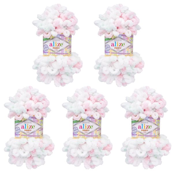 Пряжа Alize (Ализе) Puffy Color / уп.5 мот. по 100 г, 9м, 6052 секционный A