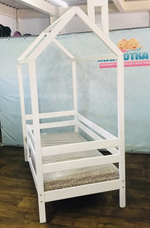 Кровать подростковая домик "Классика" 180*90 см белый 2 борта, (Pirogova wood)