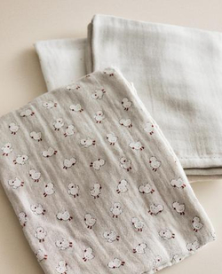 ZARA HOME ДЕТСКОЕ ПОЛОТЕНЦЕ С КАПЮШОНОМ И ЦЫПЛЯТАМИ, СЕРЫЙ