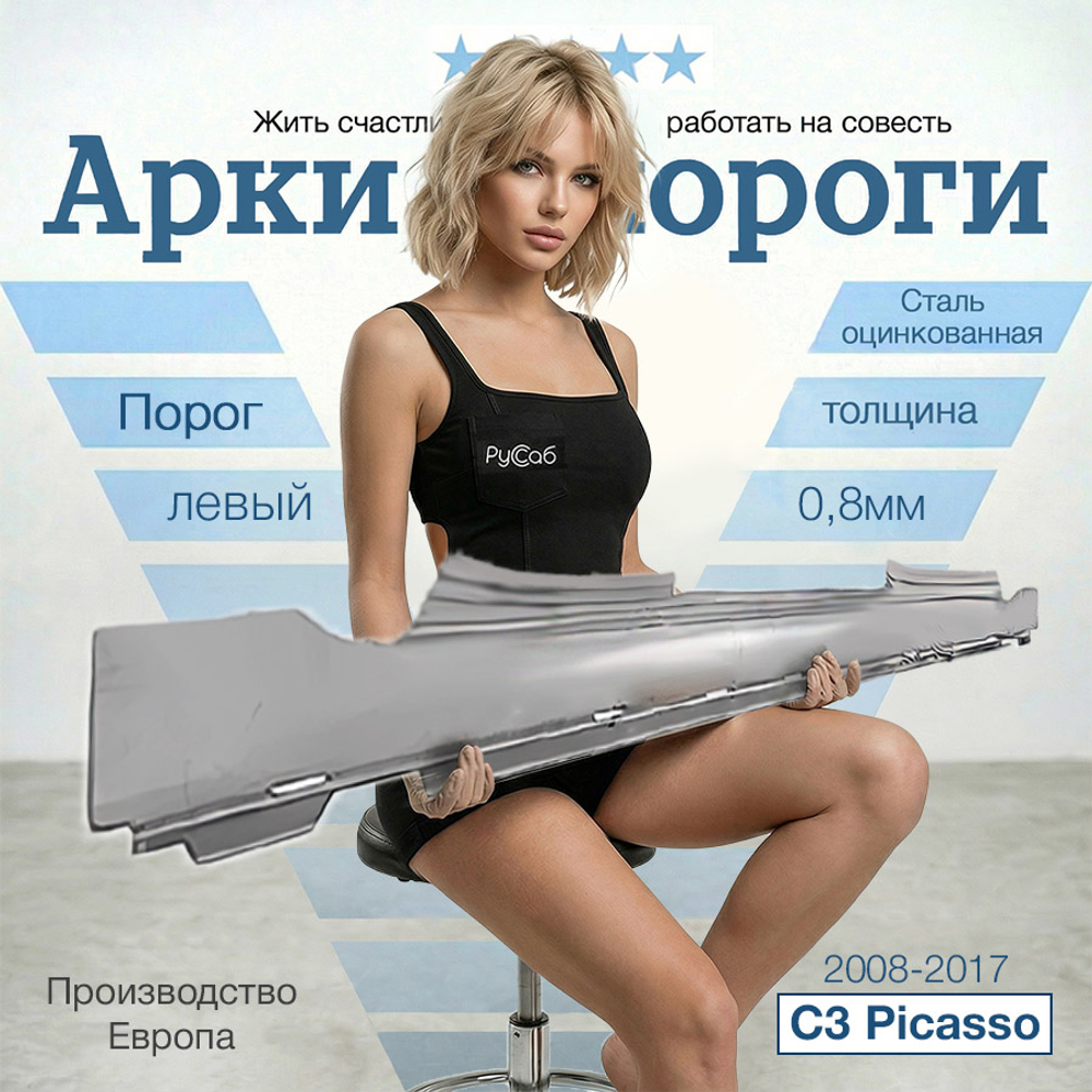 Порог левый Citroen C3 Picasso 2008-2017 (Klokkerholm)