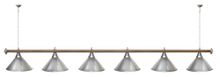 Лампа STARTBILLIARDS 6 пл. (плафоны золотые,штанга коричневая,фурнитура золото)