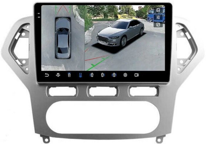 Магнитола для Ford Mondeo 4 2007-2010 (рамка серебро) - FarCar BX1231M-360 монитор 10.36" 2K QLED на Android 13, Быстрая, CarPlay, 4G SIM-слот, 4 камеры в комплекте