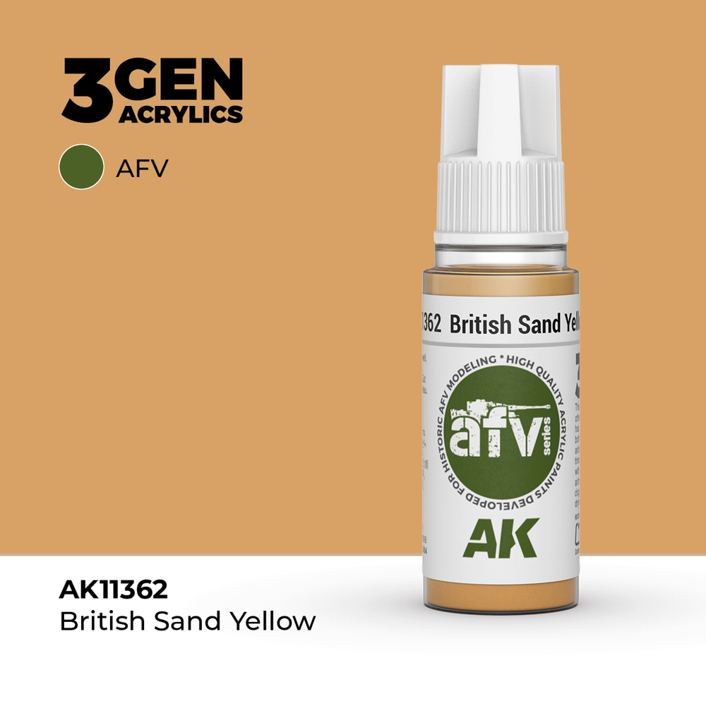Акриловая краска AK Interactive British Sand Yellow 3GEN AFV, 18мл