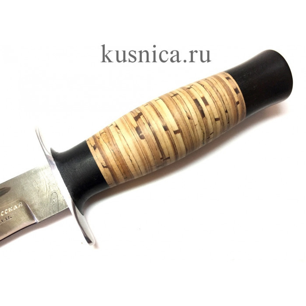Нож Вишня, дамасская сталь, рукоять береста и граб