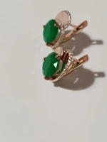 Серьги серебряные с изумрудным агатом