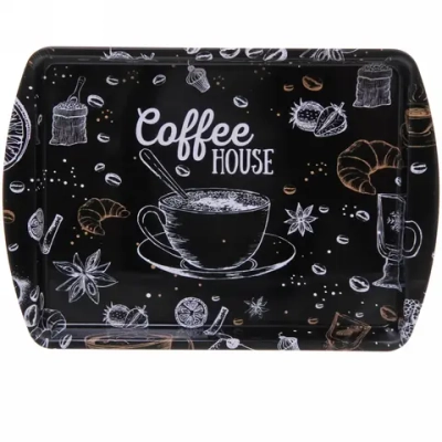 Поднос жестяной «Coffee time» 20*14см, черный