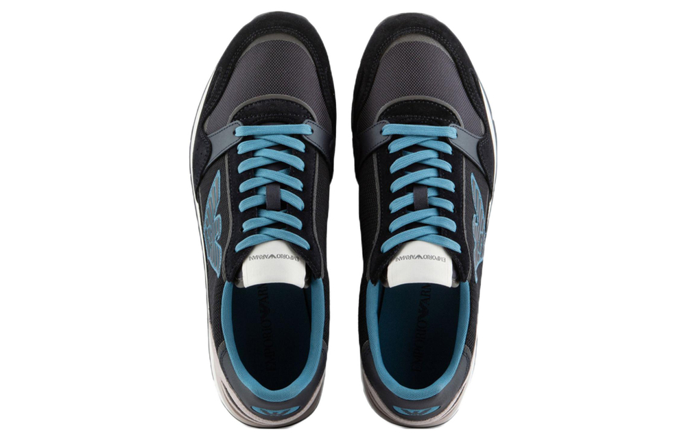 EMPORIO ARMANI Mesh Low top Sports Casual Shoes Men"s Blue Gray