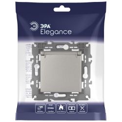Розетка ЭРА Elegance 14-2103-16 с заземлением 2P+E Schuko со шторками с крышкой 16А-250В титан | Эра Elegance