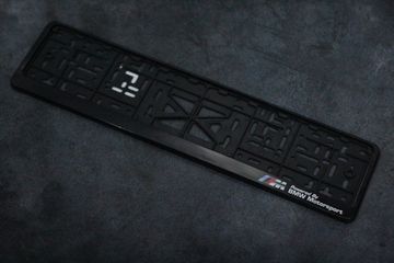 Пластиковая рамка номера с защелкой "BMW Motorsport" (Черная)