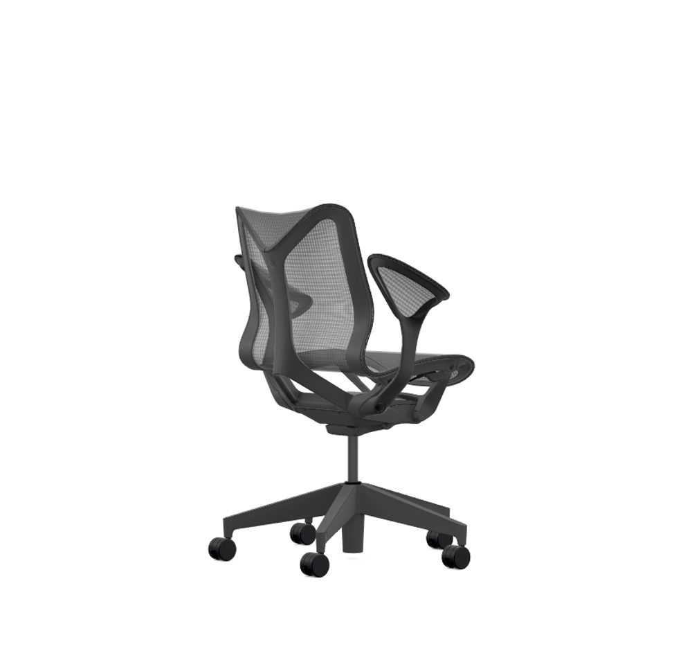 Кресло Herman Miller Cosm, низкая спинка, цвет Graphite, подлокотники «лепестки» (Leaf)