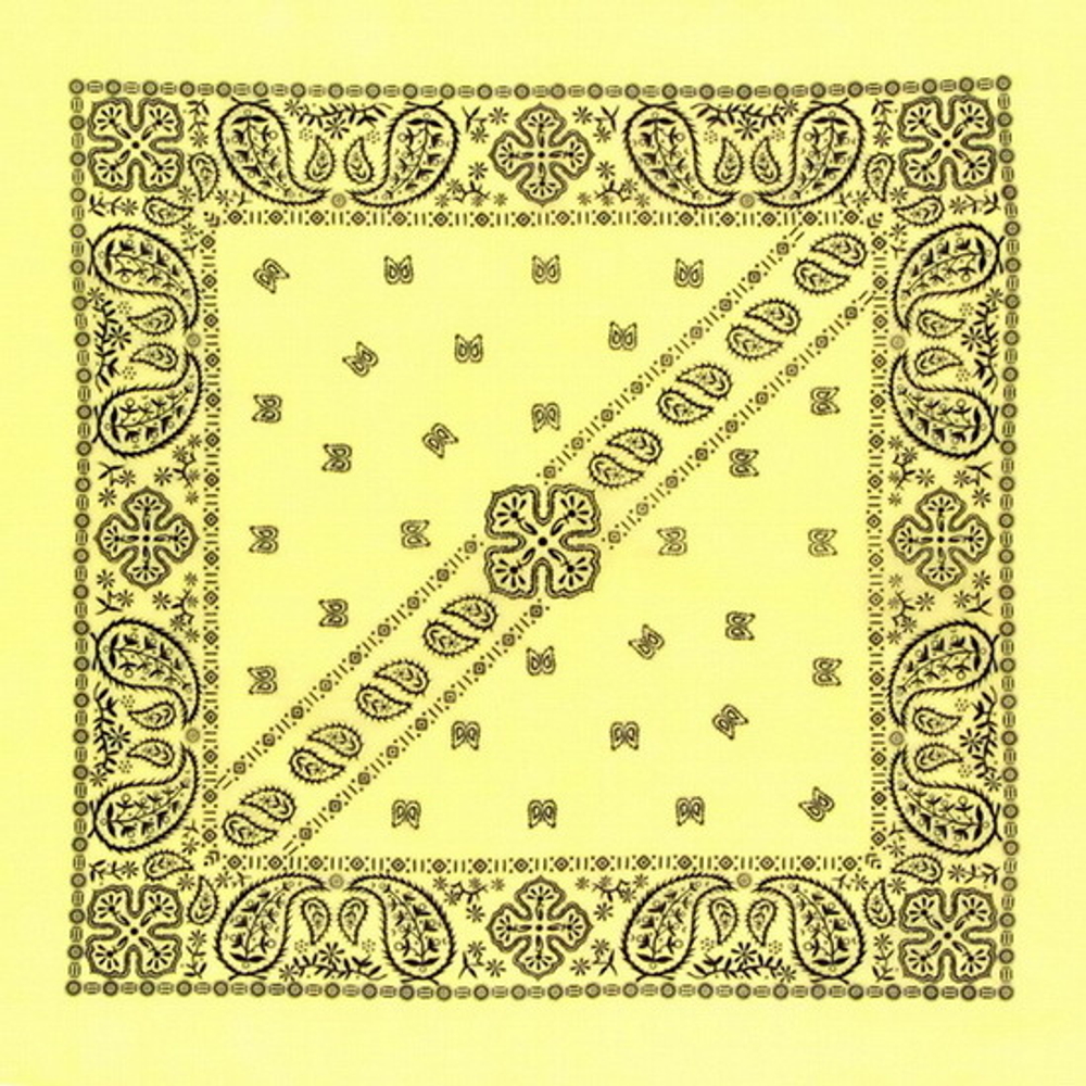 Бандана жёлтая с чёрными огурцами диагональ (125)