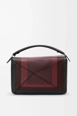 Loewe Большая сумка Puzzle из телячьей кожи наппа, черный/бордовый