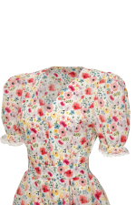 «Flower blouse» Блуза из хлопка рельефами и кружевной отделкой.