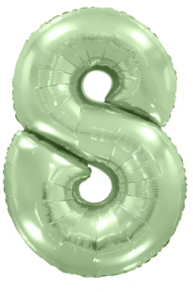 F Шар (40''/102 см) Цифра, 8, Мятный, Макарунс, 1 шт.(БГ-60)