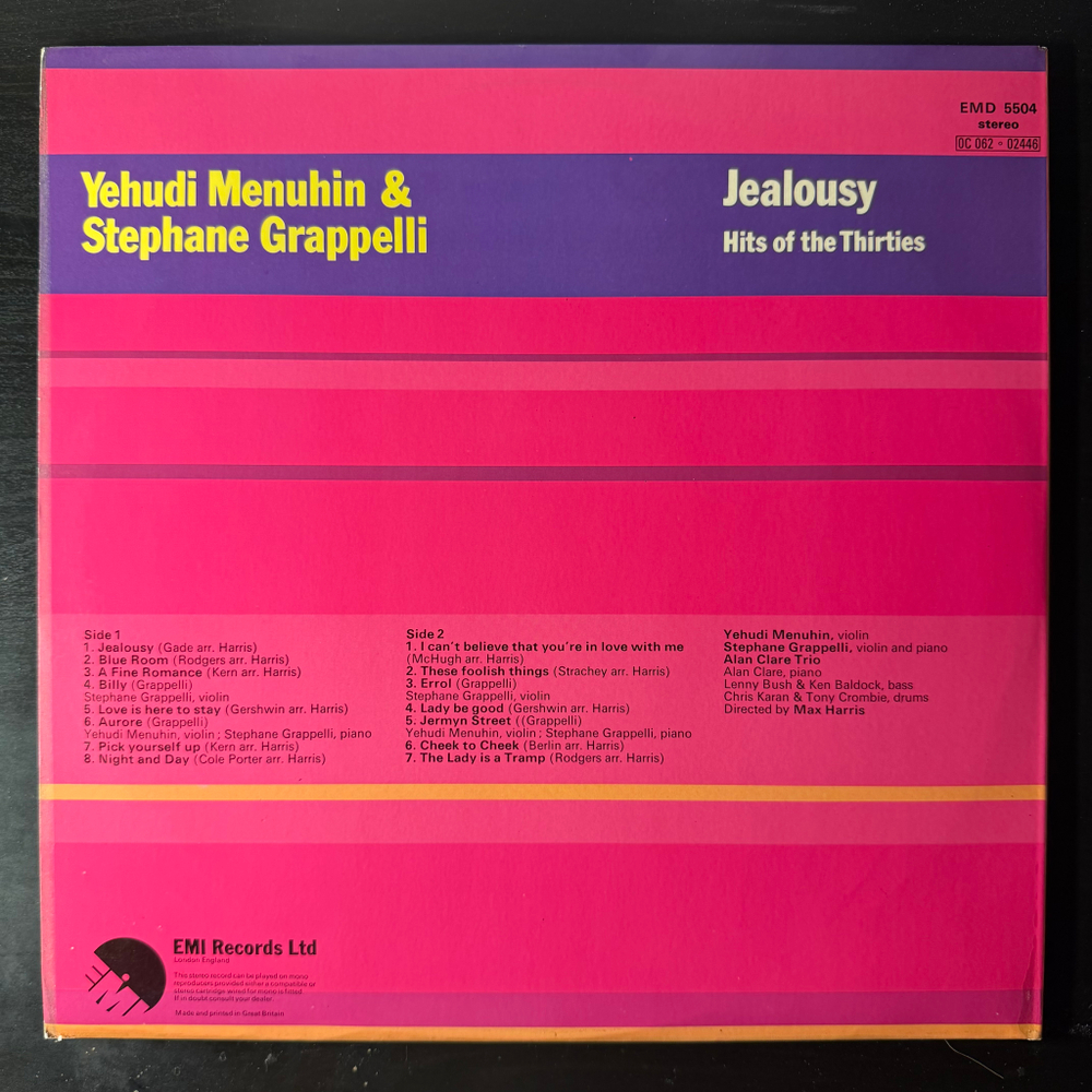 Yehudi Menuhin & Stephane Grappelli ‎– Jealousy (Англия 1973г.)