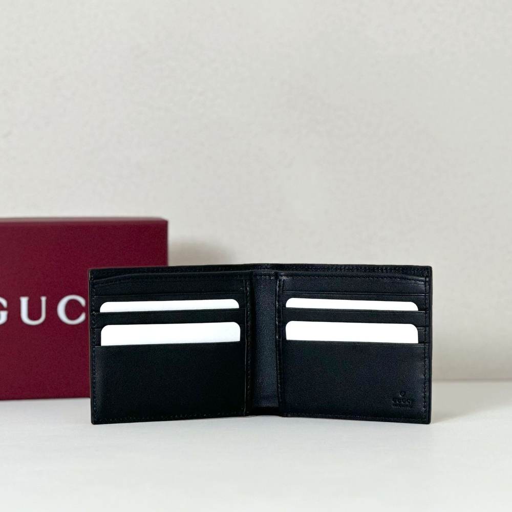 Портмоне Gucci GG Emblem без монетницы — чёрное — фото 4