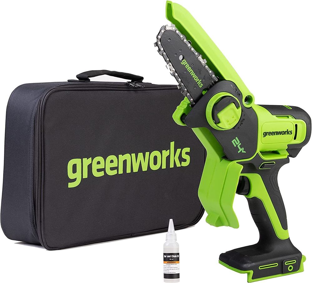 Аккумуляторная цепная пила Greenworks G24MCS10 (2008207), 24V, 10см, без АКБ и ЗУ в сумке
