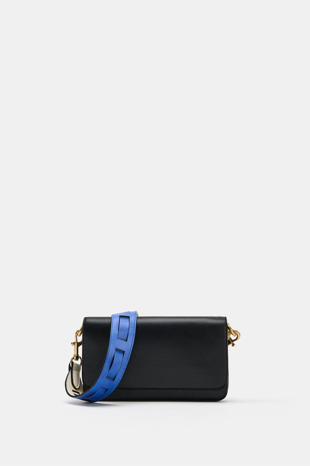ZARA СУМКА С ДЕКОРАТИВНЫМ РЕМНЕМ, ЧЕРНЫЙ