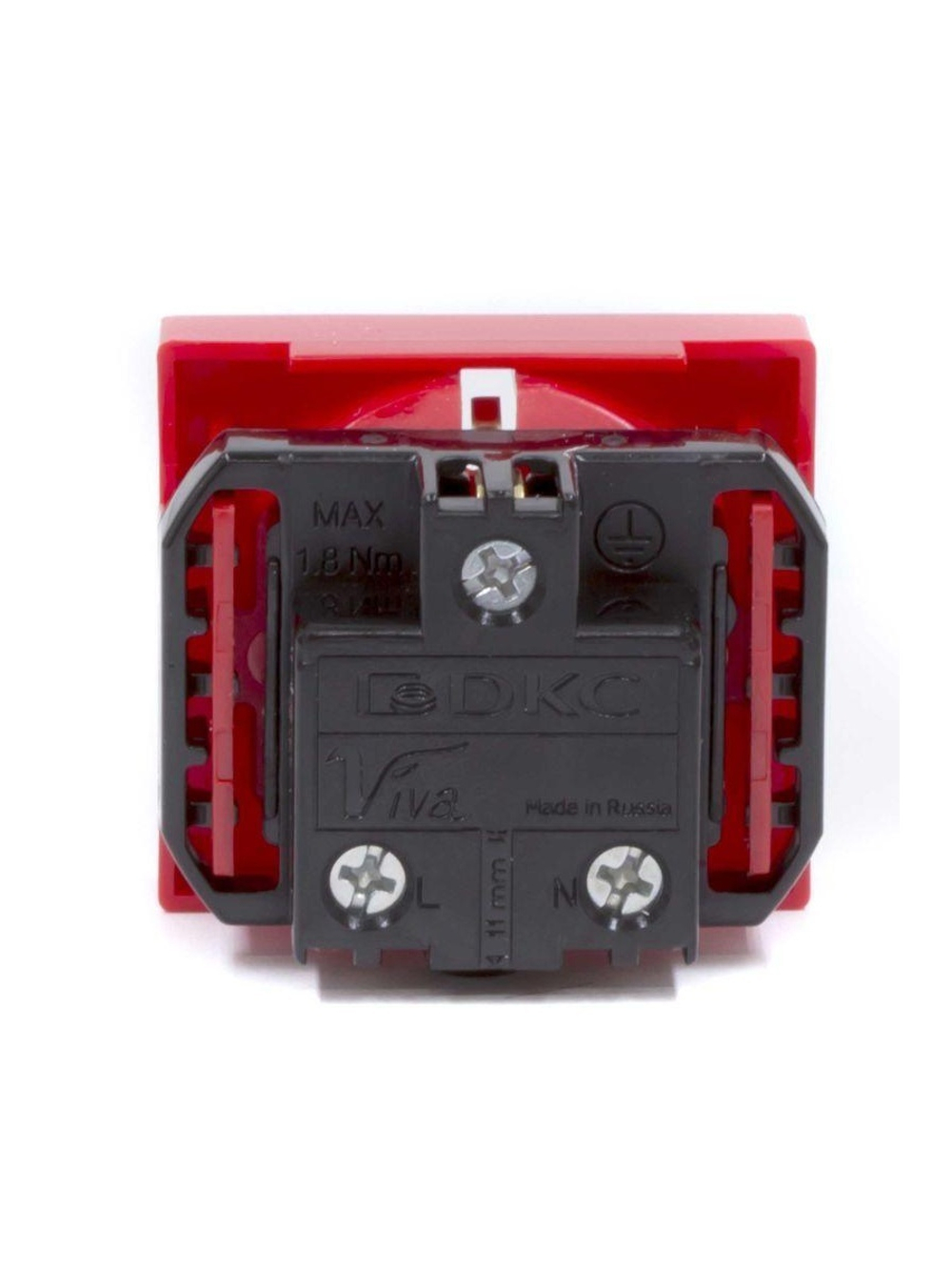 Розетка 1-м 2мод. Viva 16А IP20 2P+E с заземл. защ. шторки красн. DKC 45015