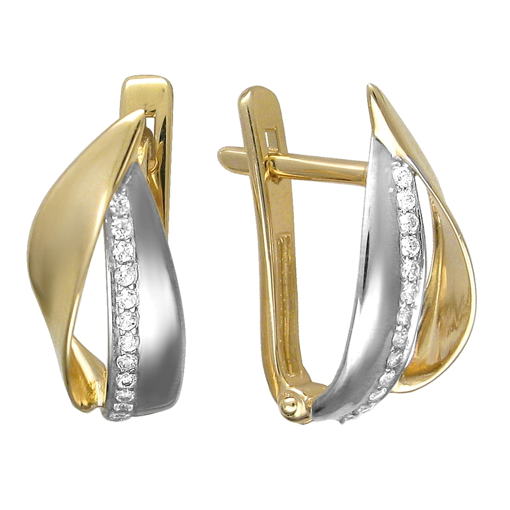 Серьги с фианитом из жёлтого золота 585 пробы JA-S-1312587Р