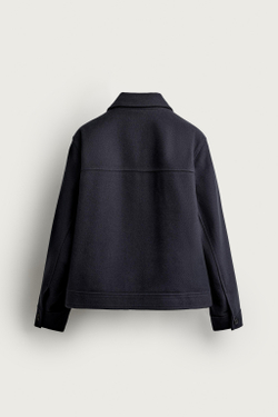 ZARA КУРТКА КЛАССИЧЕСКОГО КРОЯ ИЗ ШЕРСТЯНОЙ ТКАНИ, МОРСКОЙ СИНИЙ