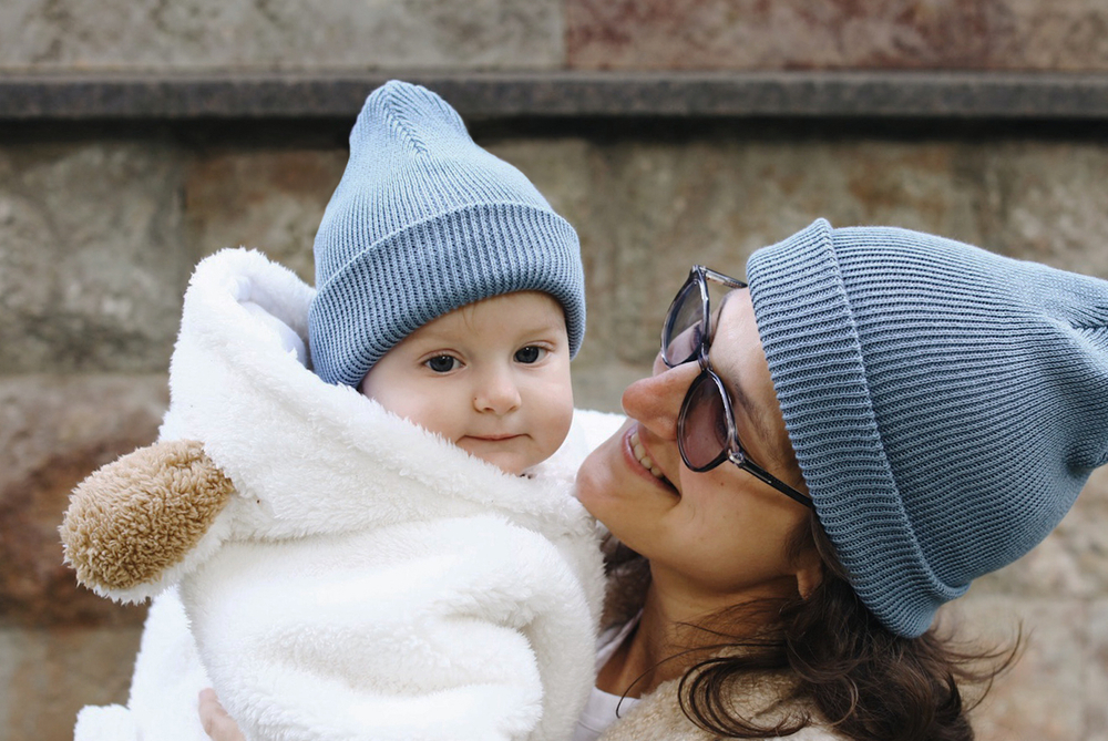 Хлопковая шапка ko-ko-ko сине-серая (*baby size only)
