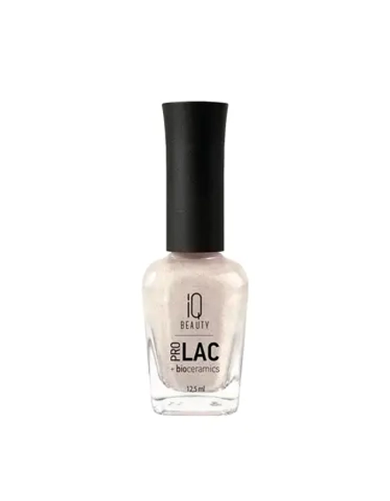 IQ BEAUTY Лак для ногтей профессиональный укрепляющий с биокерамикой #162, 12.5 мл Пудрово-бежевый с золотистым шиммером и медной крошкой, плотный