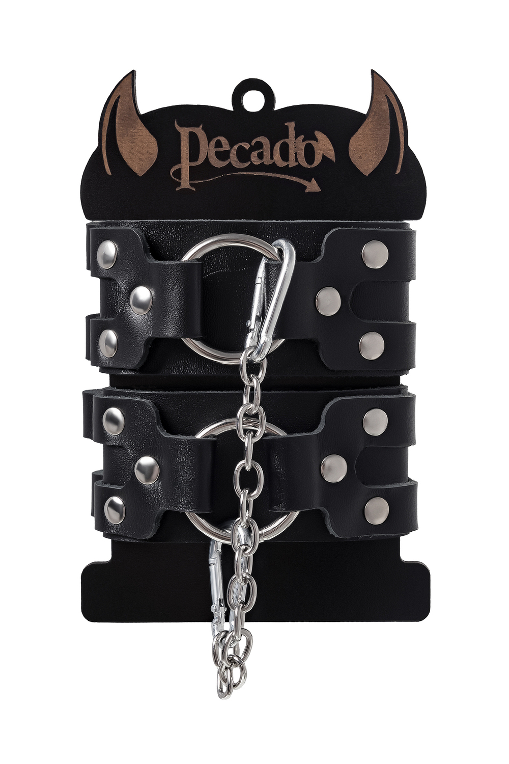 Оковы BDSM с двумя ремешками натуральная кожа чёрные
