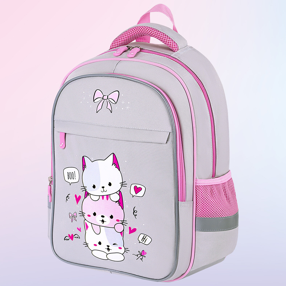 Рюкзак BRAUBERG FAVOUR, 2 отделения, 3 кармана, "Fluffy kittens", 40х29х15 см, 271417
