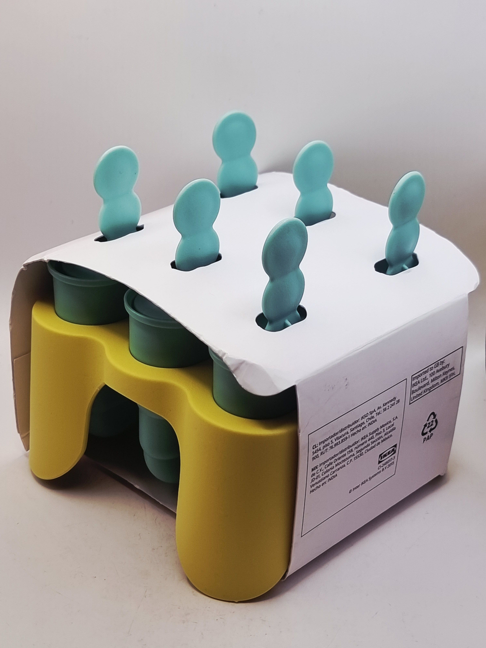 Форма для эскимо, бирюзовый/желтый UPPFYLLD IKEA 6 шт (из Финляндии)