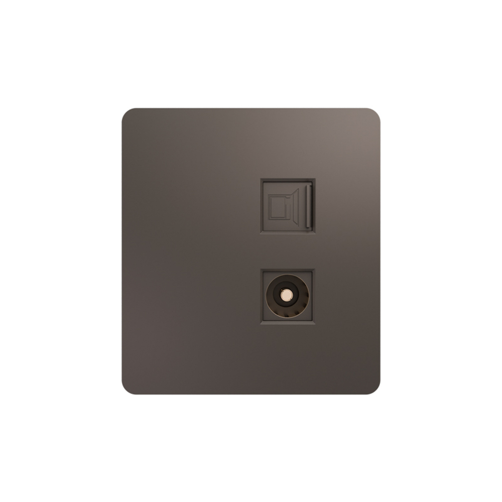 Розетка ROUND компьютерная RJ45 кат6 + TV с/у титан KRANZ