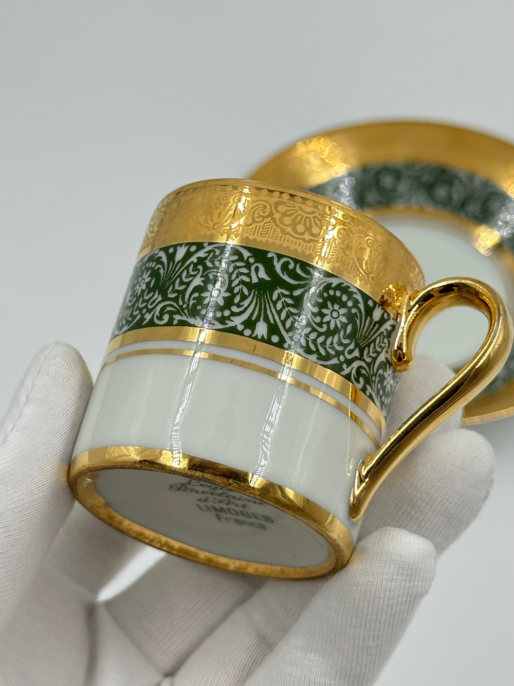 Кофейная пара зелёная Legle, Limoges