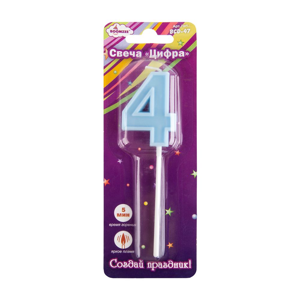 Свеча для торта Цифра 12 шт, 7.5 г, 4_голубой, Boomzee BCD-47