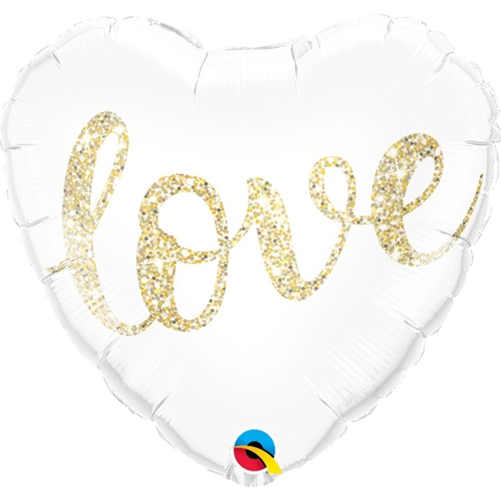 Шар фольга белое сердце Love