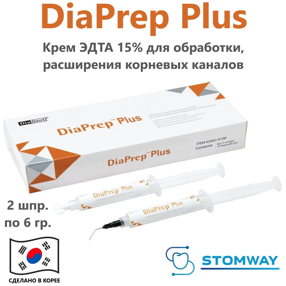 DiaPrep Plus (2шпр.*6гр.) ДиаПреп Плюс, крем ЭДТА (15%) для обработки, расширения корневых каналов