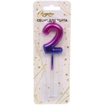 Свеча для торта Цифра Космос «2» 11 см