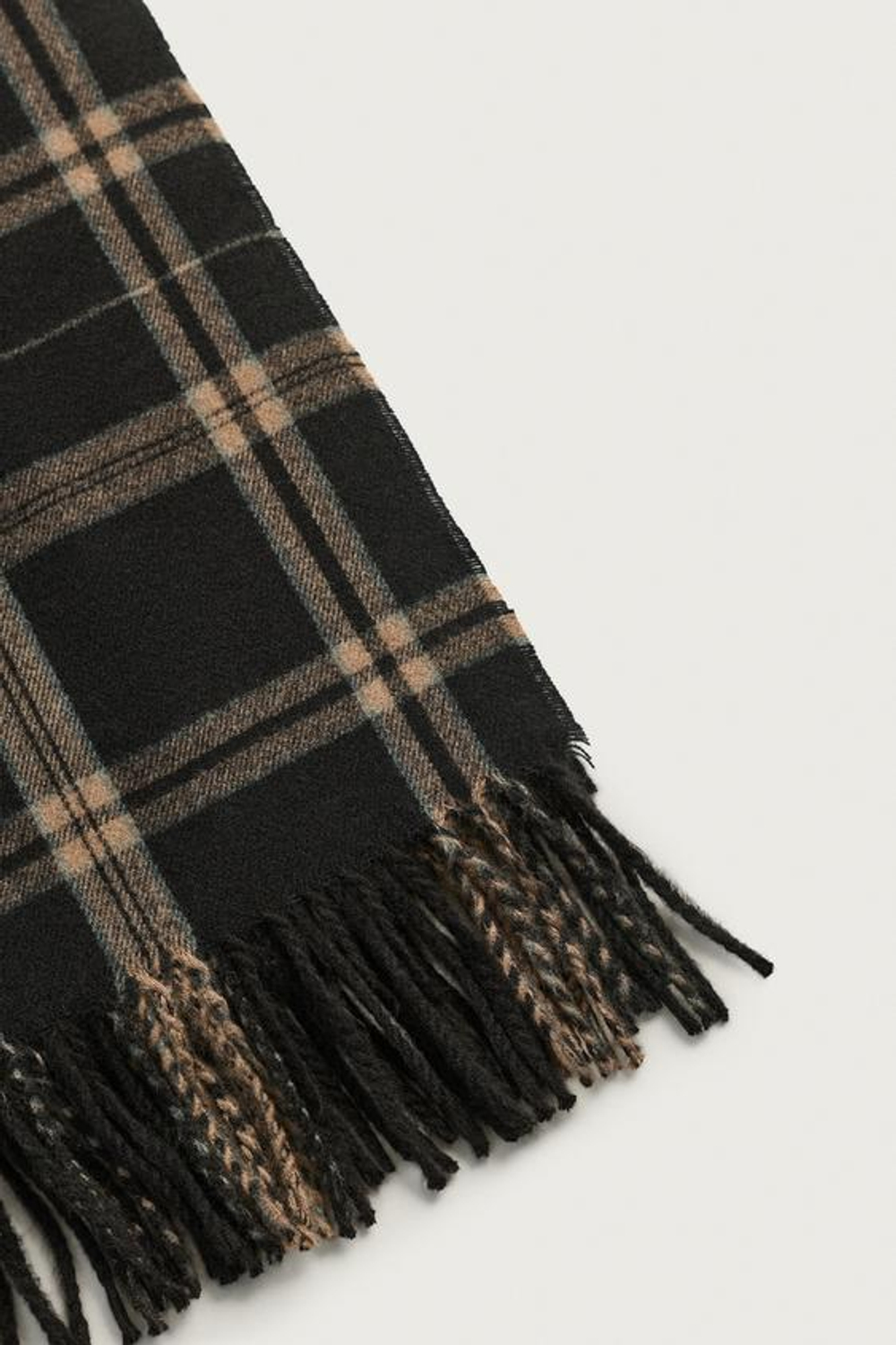 ZARA ШАРФ В КОНТРАСТНУЮ КЛЕТКУ, ЧЕРНЫЙ