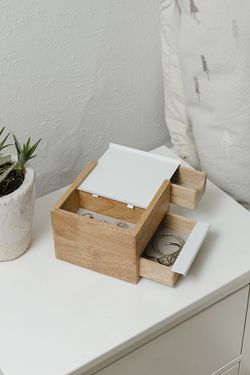 Шкатулка Stowit Mini, белая/дерево