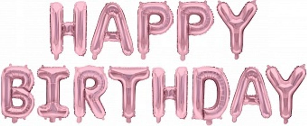 Набор шаров-букв из фольги (16''/41 см) Мини-Надпись "Happy Birthday" Розовый