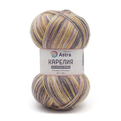 Пряжа Astra Premium (Астра Премиум) Карелия носочная (Karelia sock) / уп.2 мот. по 100 г, 400 м, 1003