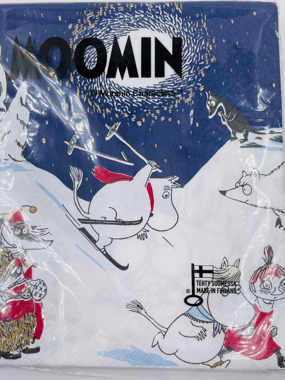 Салфетки бумажные Moomin, Зимняя страна, темно-синие 33х33 см, 20 салфеток (из Финляндии)