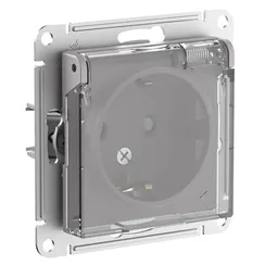 Розетка с крышкой Systeme Electric AtlasDesign Aqua Алюминий ATN440346